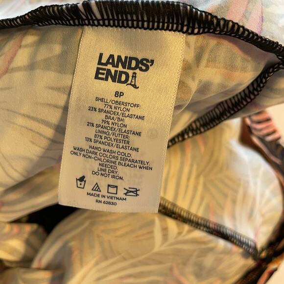 Lands' End Tropical Tankini Swim Top Womens Sz 8 Petite 8P Brown Pink Hawaiian - Picture 5 of 7